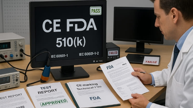 Regulatory compliance documents and a medical display