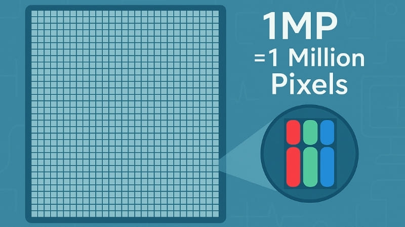 Close-up image illustrating pixel density on a screen, with 