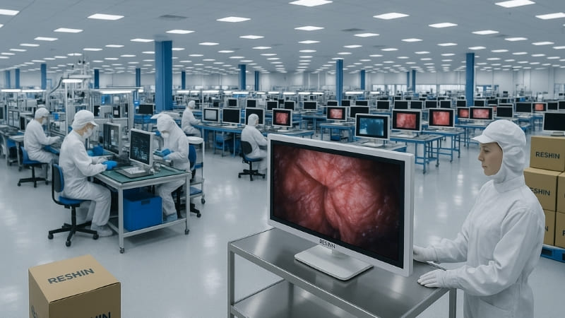 A modern surgical monitor manufacturing facility in China