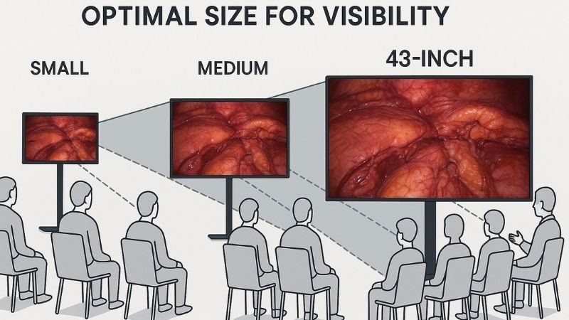Illustration demonstrating visibility improvements with a 43-inch monitor