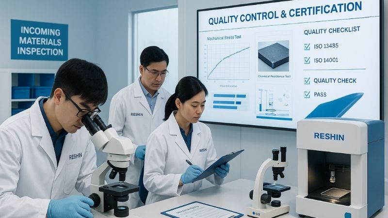 Image of Reshin R&D lab or quality control process for materials
