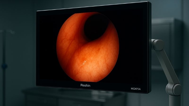 Reshin MS247SA 24-inch FHD Endoscopic Monitor displaying a high-contrast endoscopic image
