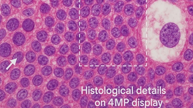 Close-up of cellular structures on 4MP screen