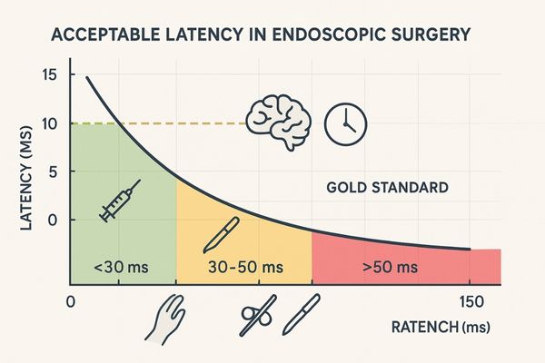 Graph showing acceptable vs. unacceptable latency levels in milliseconds for surgery