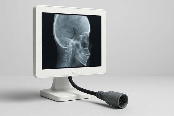 Medical display connected with a single combo cable