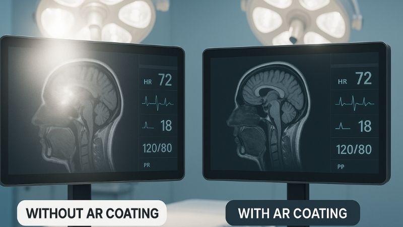 Comparison of a medical display with and without anti-reflective coating under bright light