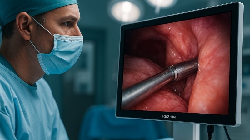 Surgeon confidently viewing correct image on auto-switching display