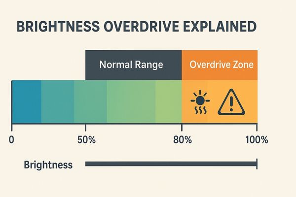 Diagram illustrating normal brightness vs. brightness overdrive levels