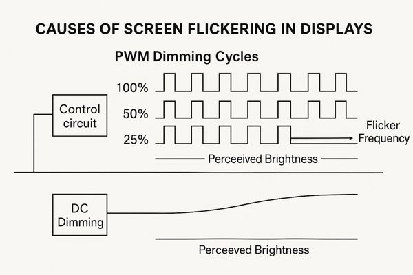 Diagram illustrating PWM dimming causing screen flicker