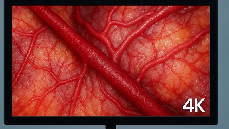 Close-up of 4K monitor displaying intricate vascular details