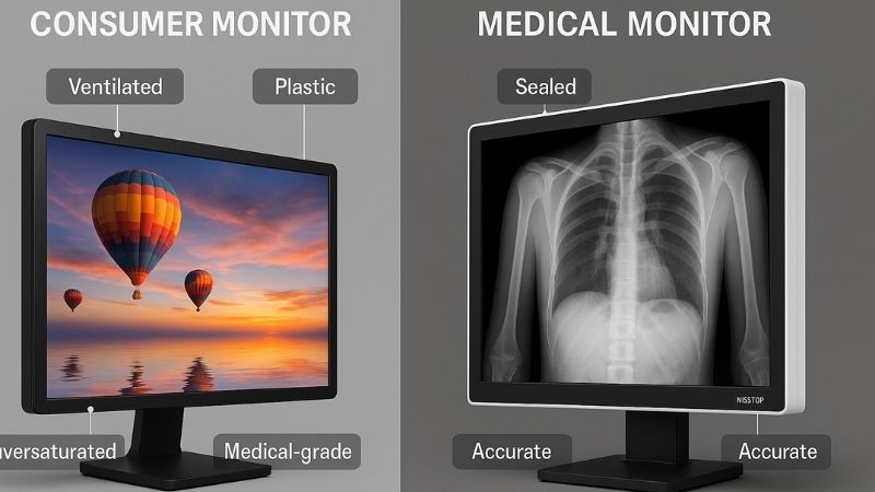 Consumer monitor vs. medical monitor side-by-side comparison