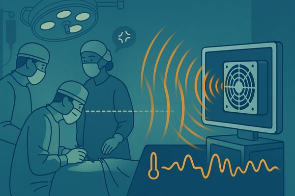 Surgeon in an OR with sound waves from a monitor interfering with communication with a nurse