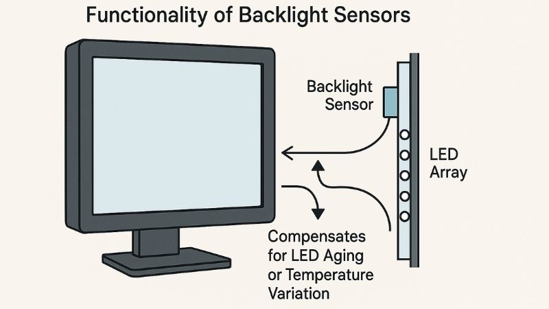 Illustration of a backlight sensor working within a monitor