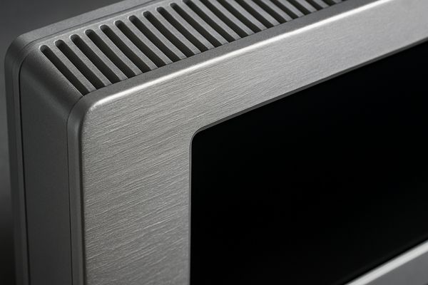 Anodized aluminum chassis of a medical monitor showing its texture