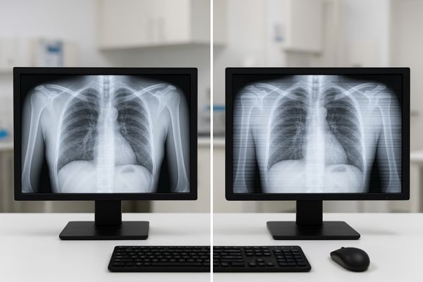 Medical display showing a stable, flicker-free image in a clinical setting