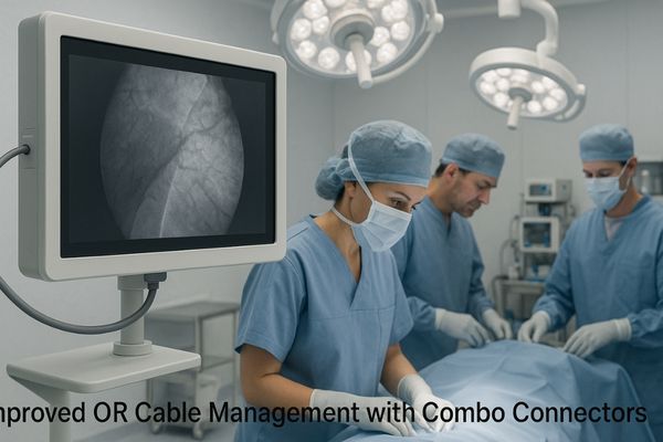 Operating room with neatly managed display cables