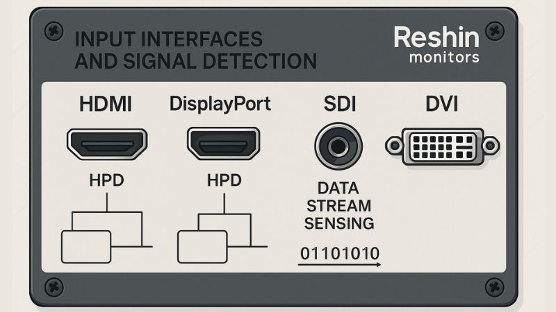 Various input ports on a medical display