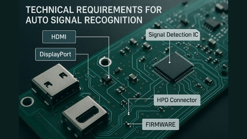 Close-up of display ports and circuitry