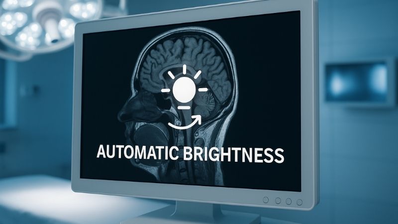 Medical display with auto brightness icon