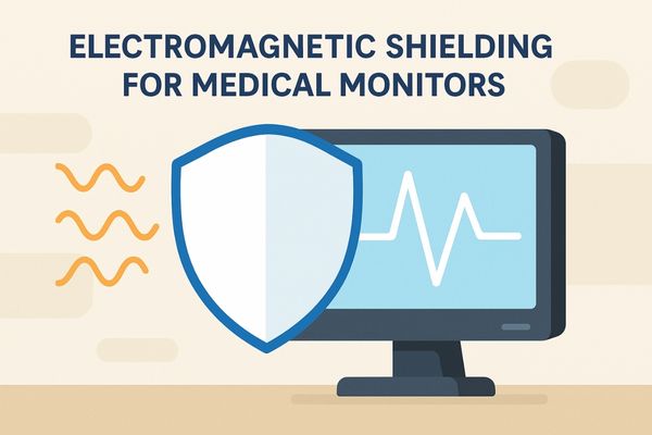 Medical monitor with protective shield blocking electromagnetic interference waves in a surgical environment