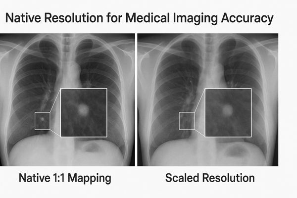 A sharp, clear X-ray on a medical monitor versus a slightly blurred version