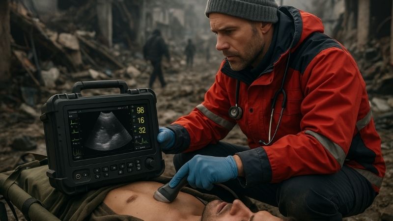Portable monitor in disaster zone