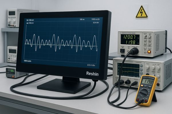 Reshin medical display in a lab setting undergoing power stability testing