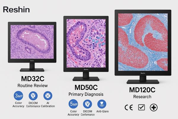 A lineup of Reshin diagnostic monitors suitable for digital pathology