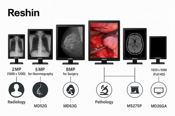 A product line of different Reshin medical monitors for various departments