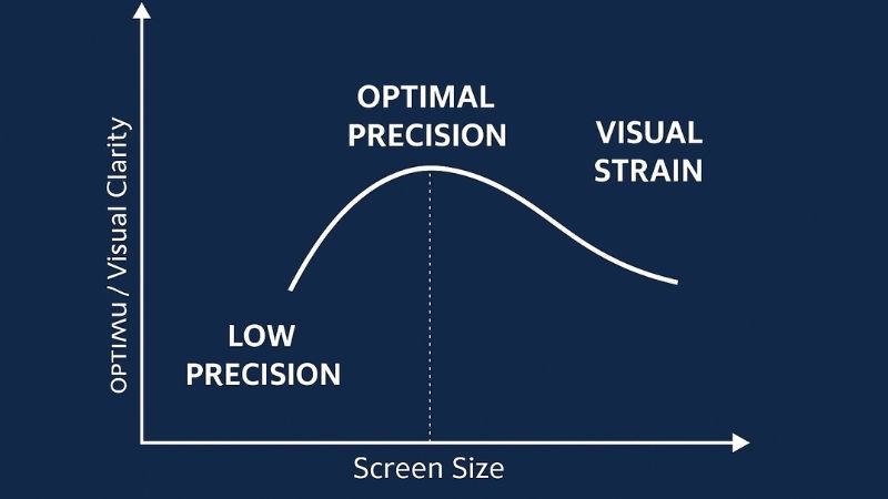 Graph of resolution versus size impact on precision tasks