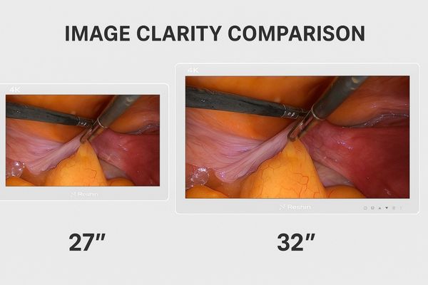 Reshin MS275P and MS321PB monitors side-by-side or in a laparoscopic OR setting