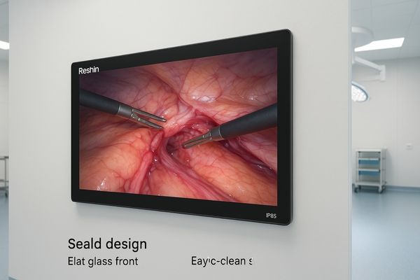 Reshin surgical monitor designed for seamless wall integration in an operating room