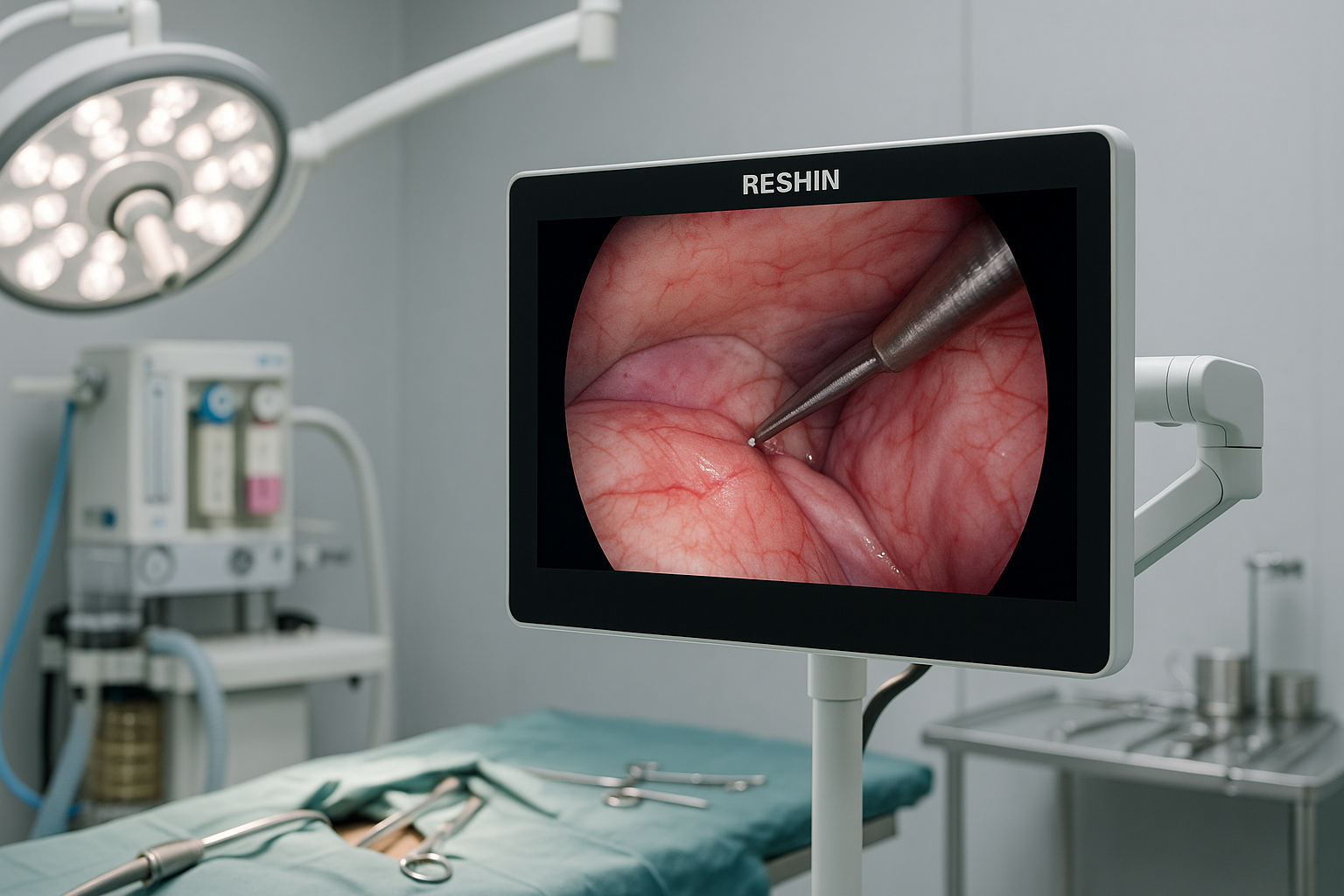 Reshin surgical monitor in a veterinary operating room