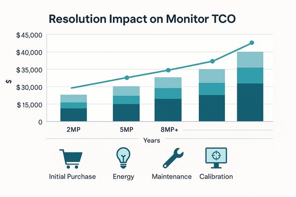 Graph showing total cost of ownership for different monitor resolutions