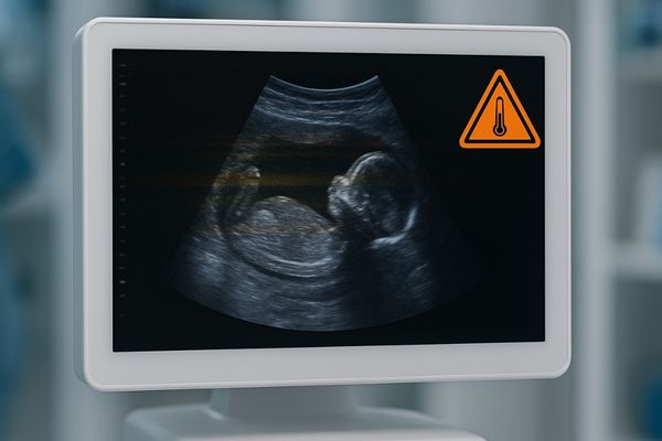Image depicting a distorted or flickering image on an overheated monitor screen