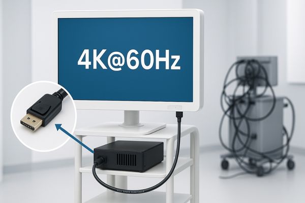 A clean setup showing a single cable connecting a source to a 4K monitor