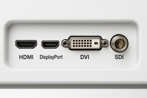 Connector panel of a surgical display with multiple inputs