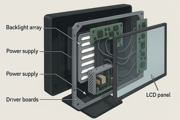 Diagram showing internal components of a diagnostic monitor