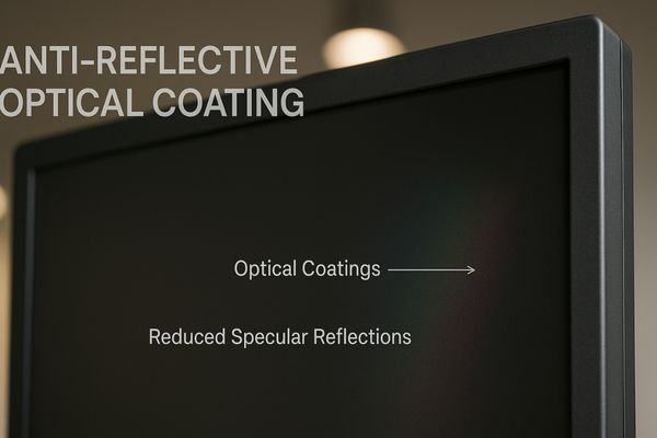 A close-up view of an anti-reflective coating on a monitor screen