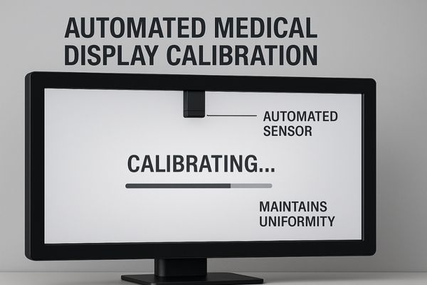 An automated calibration sensor built into the bezel of a medical monitor