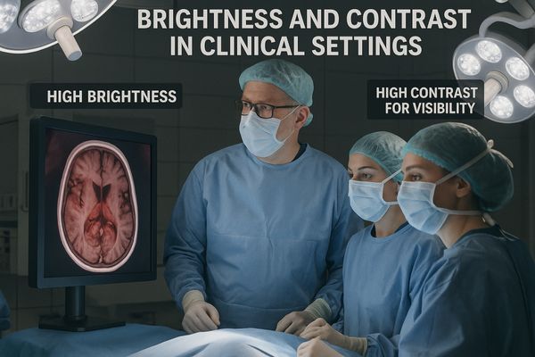 An image of a high-brightness surgical display clearly visible under intense OR lights