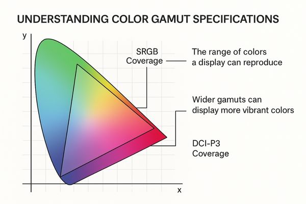 A graphic explaining color gamut, with sRGB and DCI-P3 areas shown