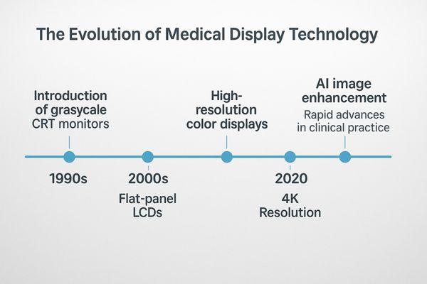 An image showing a timeline of medical display technology advancements