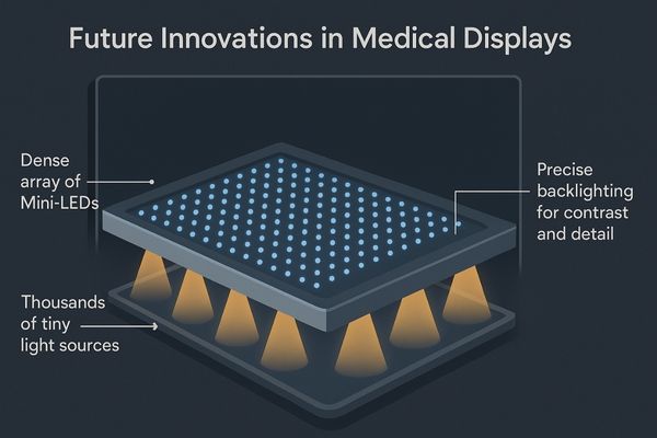 A conceptual image of a Mini-LED backlight with thousands of tiny light sources behind a screen