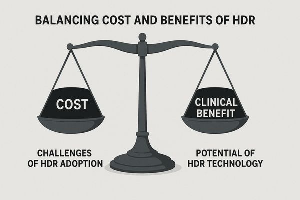 A graphic showing a balancing scale with Cost on one side and Clinical Benefit on the other