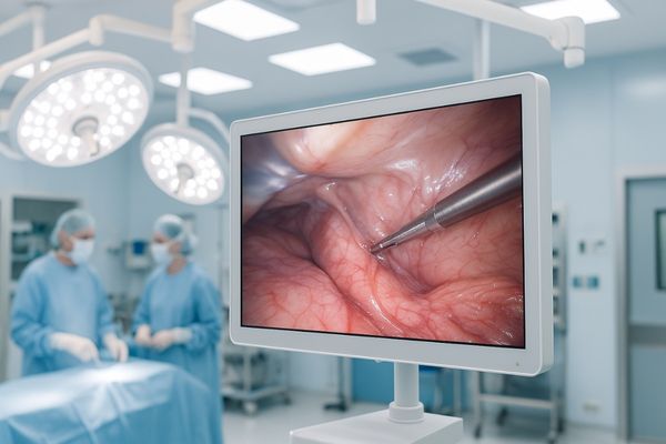 A bright surgical display maintaining image clarity in a brightly lit OR
