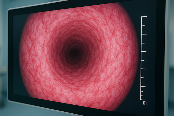 Close-up of ureteroscopy showing fine anatomical details visible on Full HD monitor