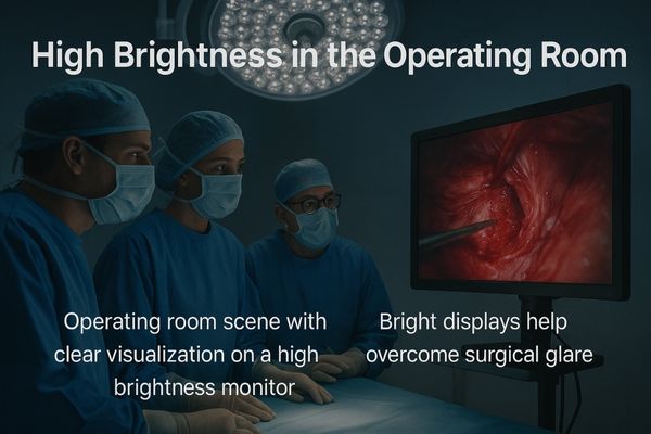 A surgical team looking at a clear, bright 4K monitor during a procedure