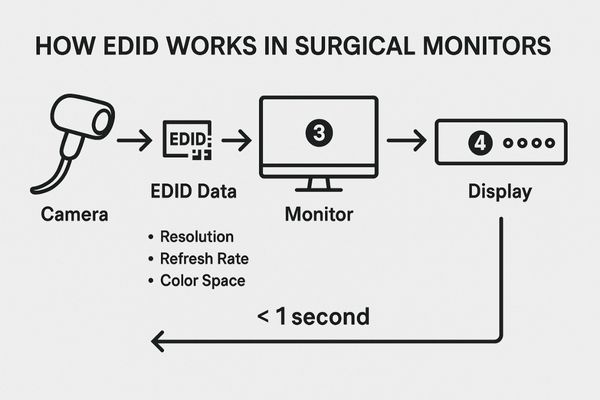 A diagram illustrating EDID communication between a surgical camera and a monitor