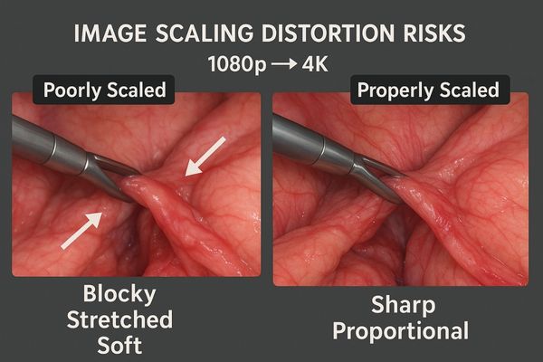A side-by-side comparison of a poorly scaled, distorted image versus a correctly scaled, sharp image